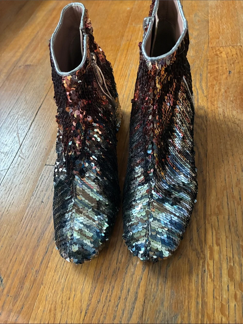 Pollini Sequin Block Heel Ankle Boot - Multicolor size 39 US 8.5